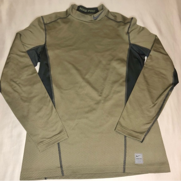 Nike Pro Dri-Fit Olive Green Black Shirt Size Medium - Picture 2 of 8